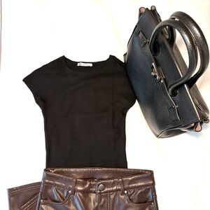 Elevated Black Knit Top, By ZARA | size Small